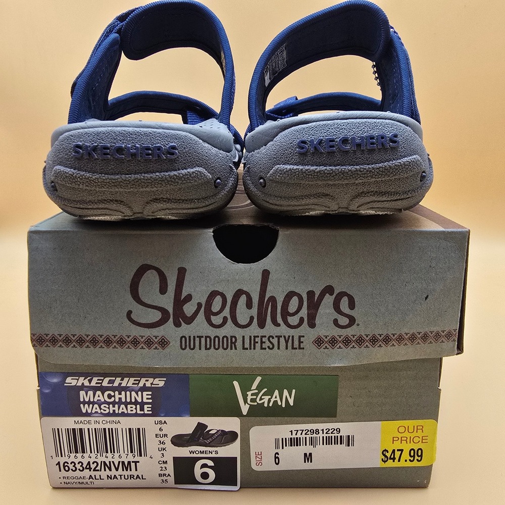 Skechers Trail Women's Size 6 M Navy Blue Outdoor Sandals Machine Washable Vegan - Picture 3 of 14